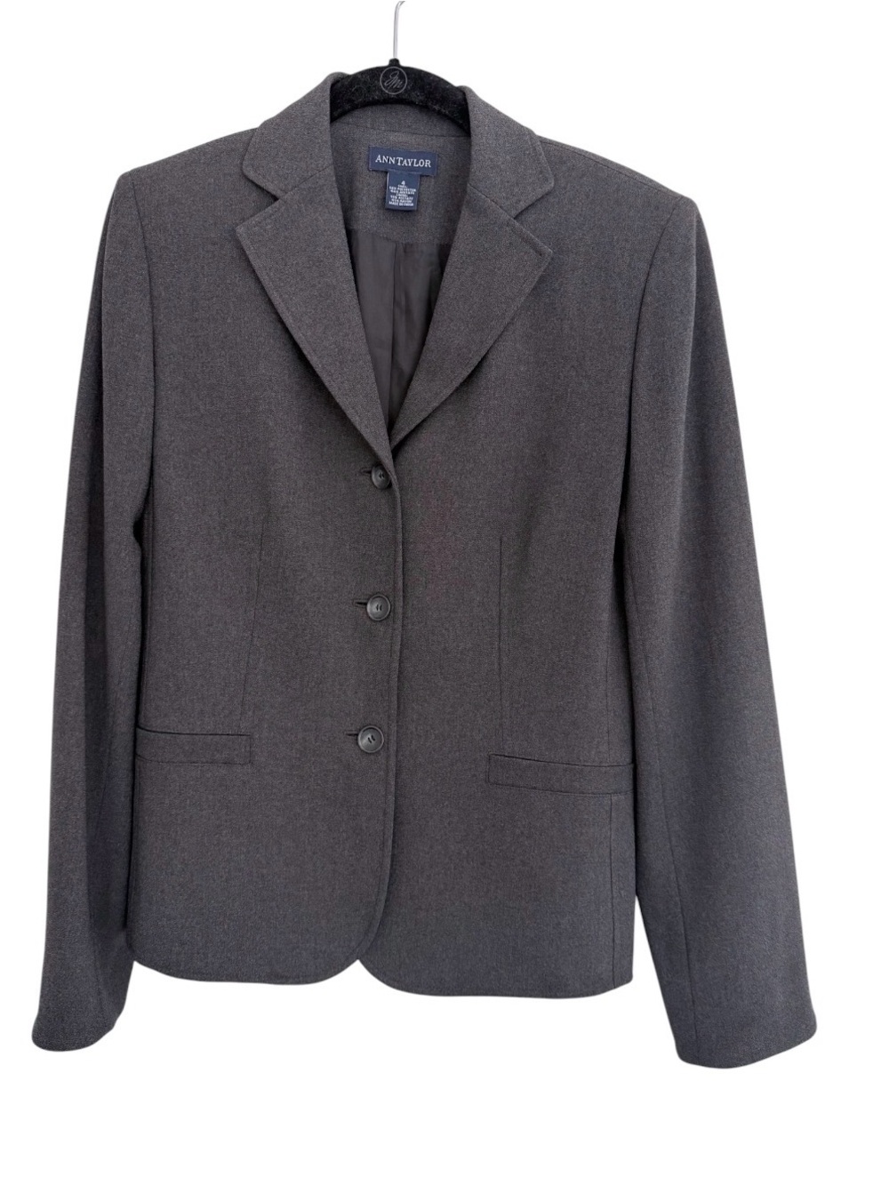 Ann Taylor Women's Charcoal Gray Three-Button Blazer Jacket